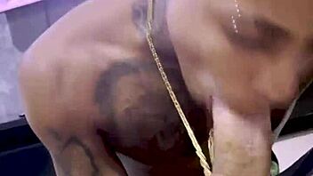 A gay blowjob scene with a well-endowed amateur