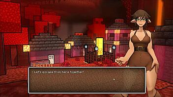 piglin gets monster cock happy ending in hornycraft parody hentai game