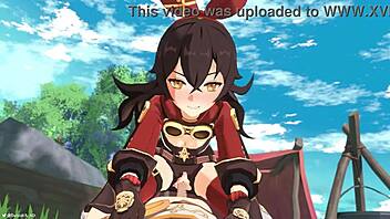 Outride her - genshin impact amber x aether animation