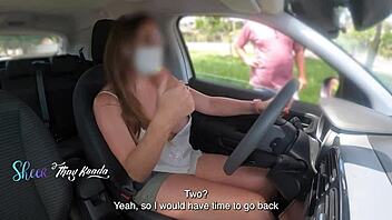 slutty wife thay ksada flashes on street for stranger to suck and touch till he finishes