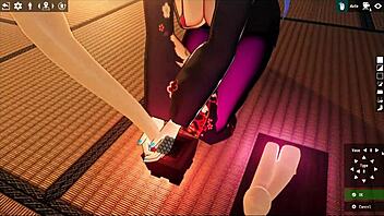 Kadobu hentai ep 2: futanari girl teases living dildo with footjob or what?