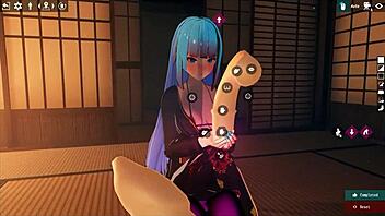 Kadobu hentai ep 2: futanari girl teases living dildo with footjob or what?