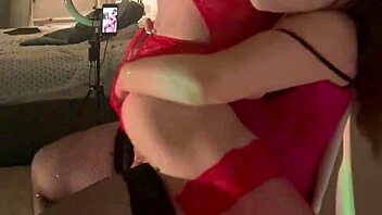 wife with big tits cheats on her husband by fucking a bitch in stockings