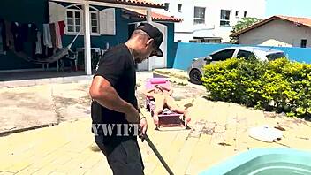 Wife eagerly gives pussy to neighbor after husband leaves