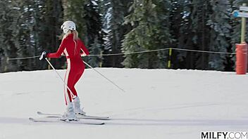 Milfy Ski Instructor Brandi Teaches Young Stud Tricks