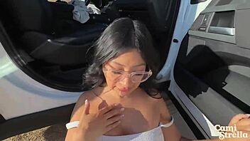 Latina Cami's outdoor car sex adventure with rough fucking