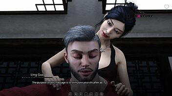Ling and Leyala massage Atlas in The Seven Realms, turning into hot threesome sex 😏