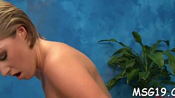 Glorious chick demonstrates her exceptional skills in sucking dong during rough, oiled massage and hardcore fucking