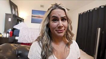 Hot blonde aunt shows me sex tricks