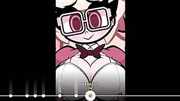 Big cock fucking in anime game with music rhythm