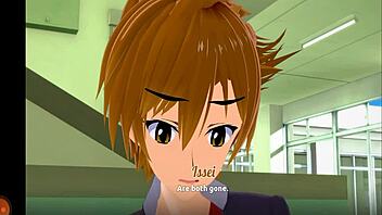 Anime hentai blowjob in devil academy parody