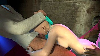 Anal and oral sex with a teenage girl with braces in an animated porn video