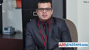 queer hunks in hardcore office threesome