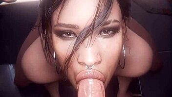 panam judy and aurore in cyberpunk threesome with creampie and blowjob pov