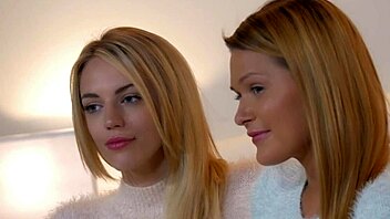 Abby and Blake model each other before giving in to lesbian desires in 4K?