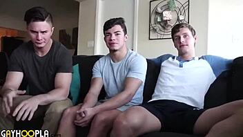 two muscle hunks teach an 18 year old virgin to bottom
