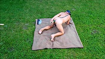 Skinny gay gets dominated at outdoor BDSM party