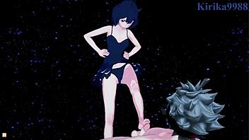 noelle silva and nero have intense creampie sex with asta in black clover hentai. they focus on her big tits and boobs.