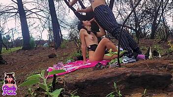 petite girl flashes in forest anime setting