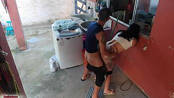 the boss left and the maid couldn't resist my erect presence