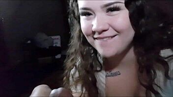 Beautiful young woman gives great blow job and facial
