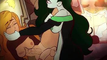Kim Possible and Shego in a cartoon anime crossover