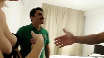 terrible slut maid gets bent over for big cock assfucking and blowjob in group hardcore