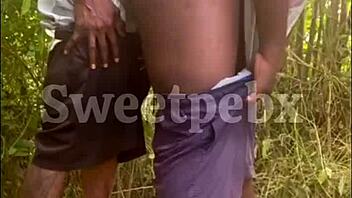 Sex in the bush with a friend teasing anal and blowjob