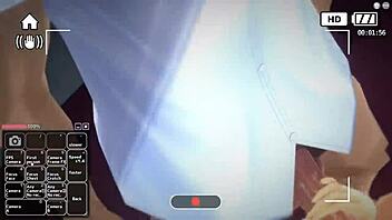 A blonde girl enjoys herself to the utmost in this anime hentai game