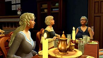 Sims 4 old fuckers in wild interracial threesome