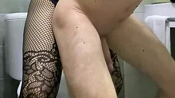 fucked my husband in toilet and licked his ass in stockings.