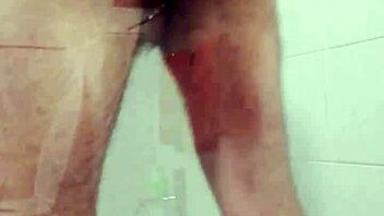 in the shower, amateurs explore intimate moments