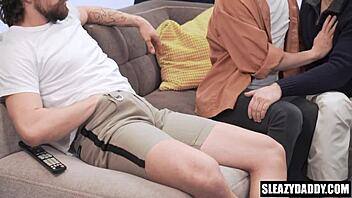 These sleazy stepfathers go hard on young 18+ stepsons bareback.