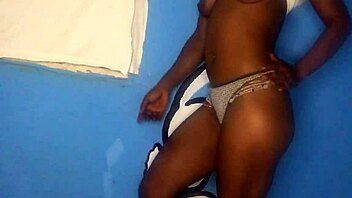 this ebony girl stands tall while i stroke her tight pussy deeply with every motion