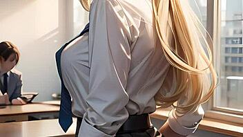 lily summers in the office for malax project, teasing with hentai vibes