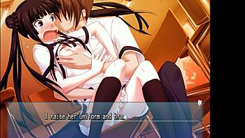 Small-boobed schoolgirl gets a kiss in this Animeteen video