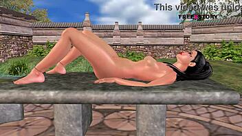 Cute Indian girl masturbates with carrot in 3D anime.