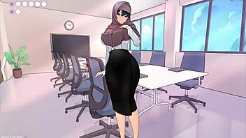 Tsundere Milfin Game Ep 3: Public Creampie with My Muslim Boss at Work