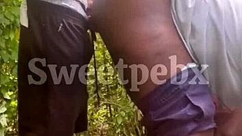 Sex in the bush with a friend teasing anal and blowjob