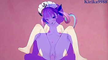 Minato Aqua And Ookami Mio Get Intense Creampie In 3D Hentai Cartoon.