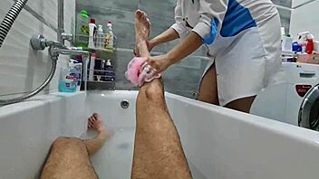 Stepmom flashes big tits while ignoring stepson's excited cock