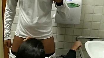 Big black cock in small ass in public toilet