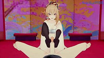 Nahida and Yoimiya's intense sex in Genshin Impact hentai!