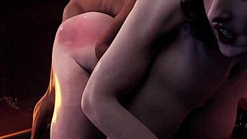 in resident evil 8, alcina dimitrescu, the busty milf, encounters ethan winter in a snowy monster-filled game world.