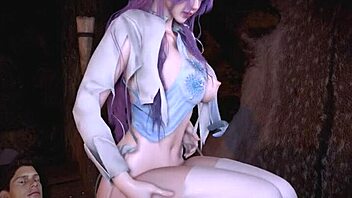 3D cartoon of a cute Asian babe getting analized