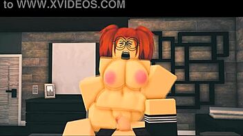 Roblox porn: Nerd ginger girl gets doggy style sex in her bedroom
