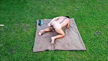 Skinny gay gets dominated at outdoor BDSM party