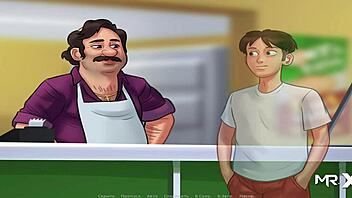 In Summertime Saga, the milf babe shows off her tits in episode 64