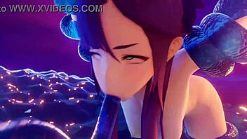 Mona battles a slippery slime creature in anime adventure