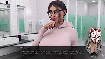 Sexy Secretary with Huge Boobs in Office Play